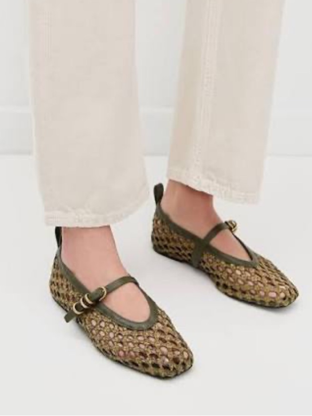 rag & bone Olive Woven Mary Jane Flats